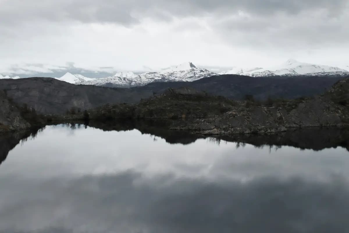 Turquoise mountain lake and rugged peaks in Torres del Paine, Patagonia