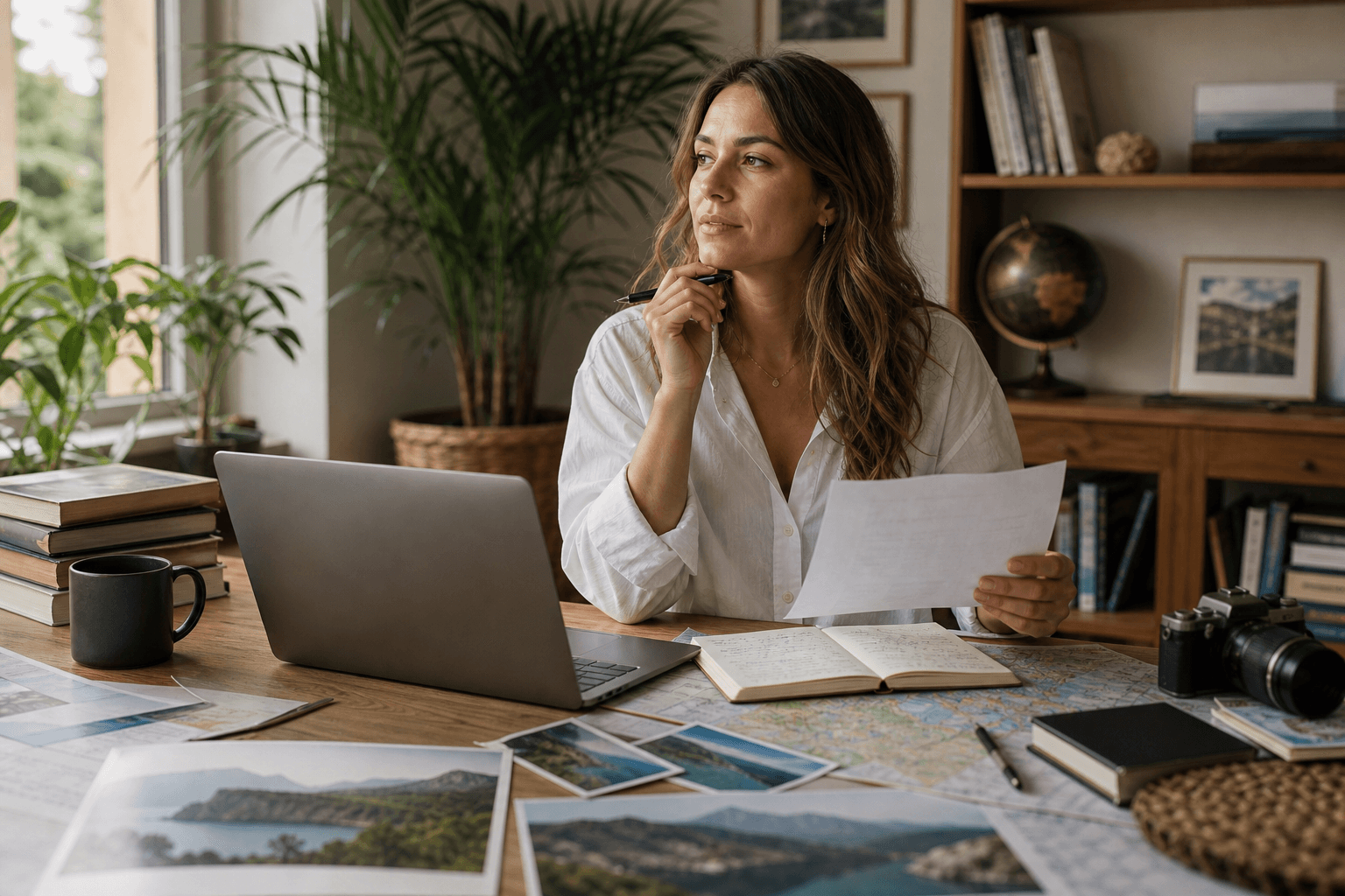 Independent travel creator reviewing trip requests from her audience